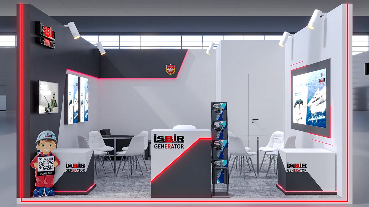 İsbir elektrik motoru firması için anahtar teslim kurulan fuar standı